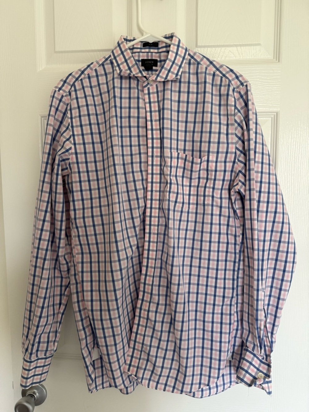 J. Crew Pink and Blue Plaid Long-Sleeve Button-Down Shirt